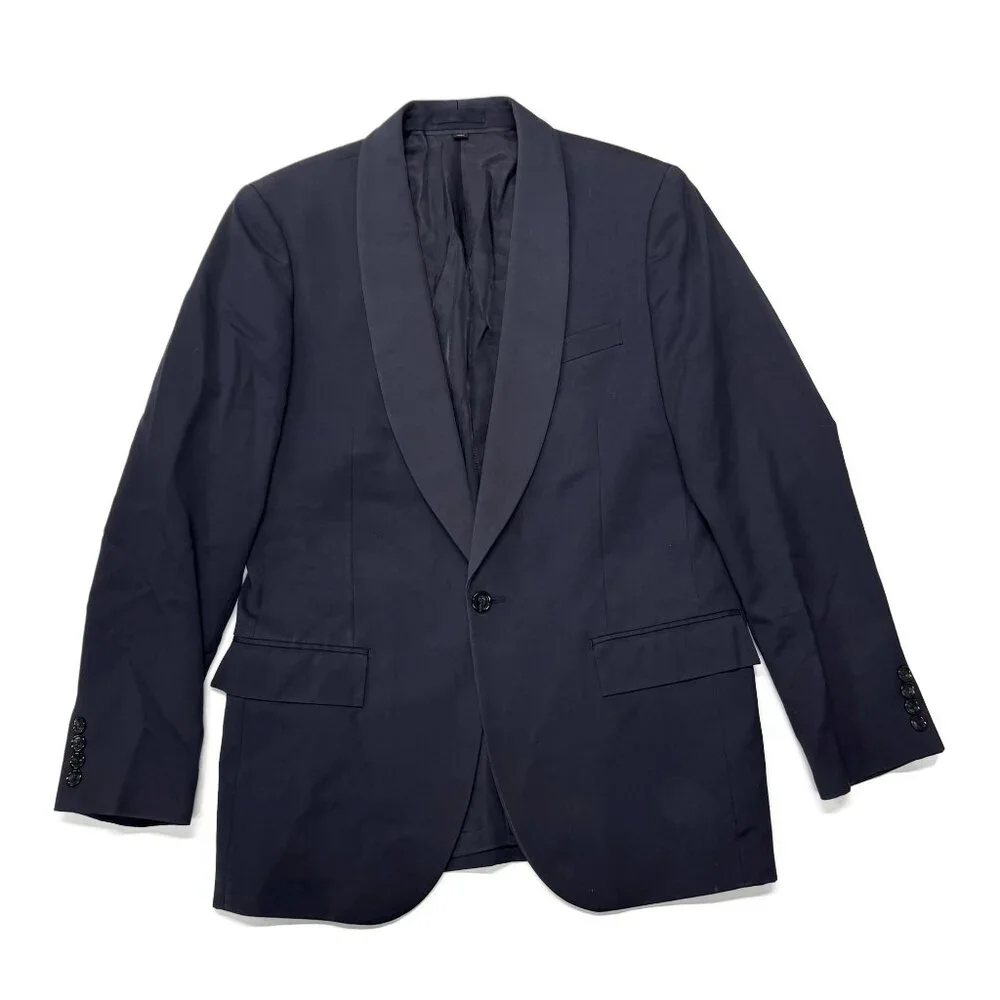 J Crew Ludlow Slim Fit Black Shawl Collar Tuxedo Italian Wool Mens 39R Navy Blue